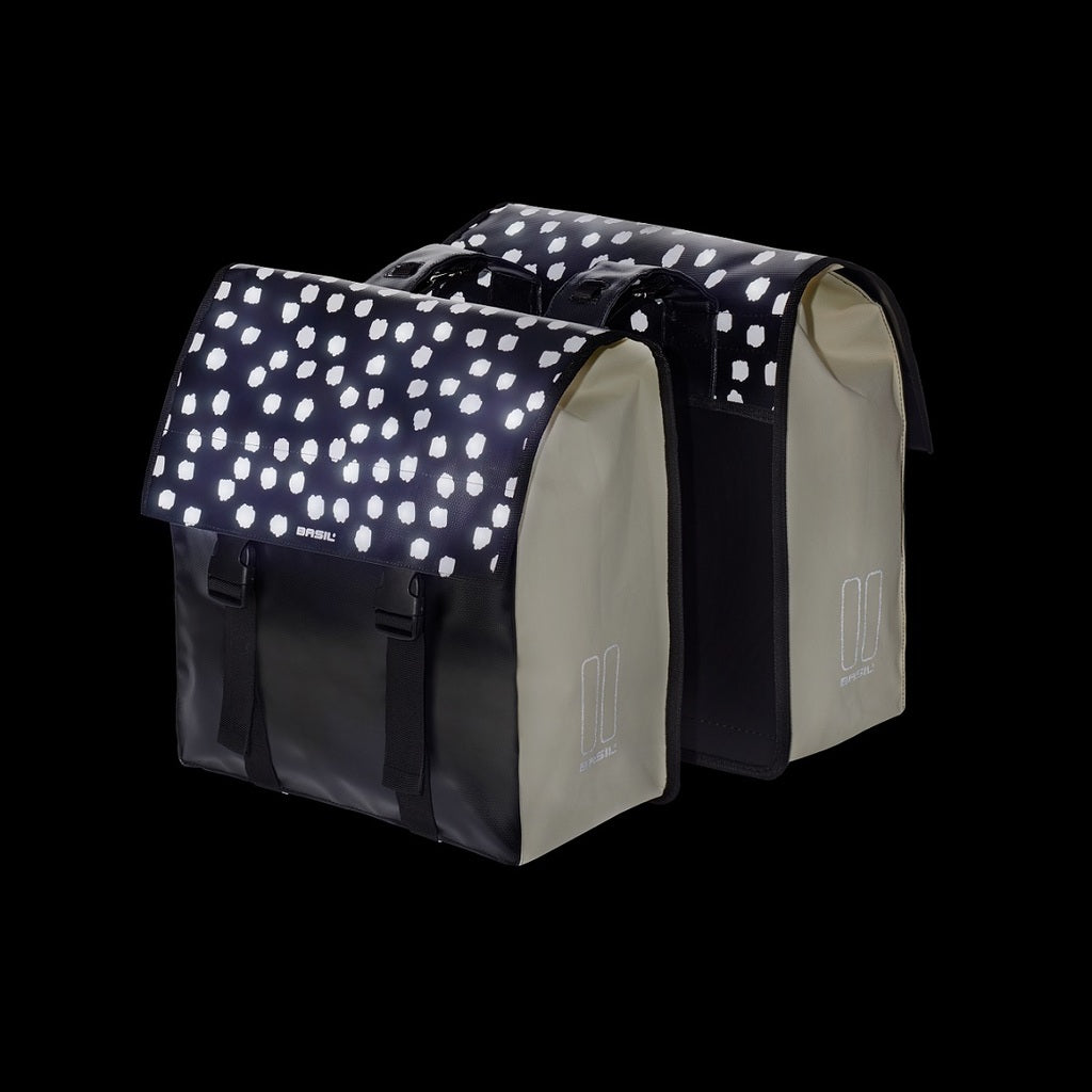 Dubbele Fietstas - Basil Urban Load - Black Reflective/White - 48-53 Liter Dubbele Fietstas - Basil Urban Load - Black Reflective/White - 48-53 Liter